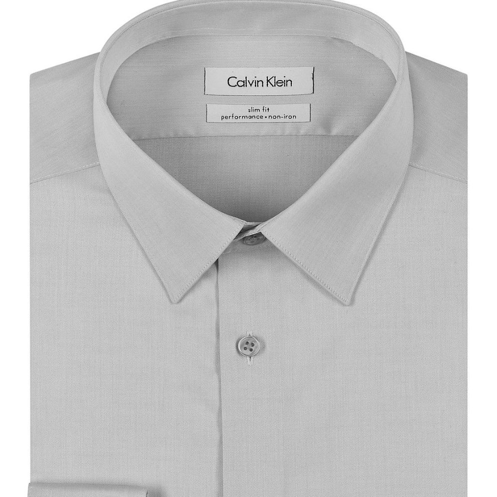 Calvin Klein Steel Slim Fit Non Iron Broadcloth Solid Shirt (18 34-35)